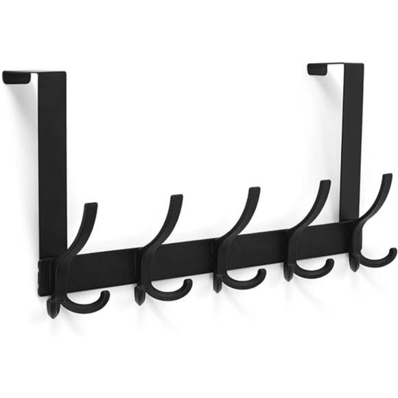 Over The Door Hooks Towel Rack Hanger 5 Triple Coat Hooks Bathroom Organizer - Picture 7 of 7